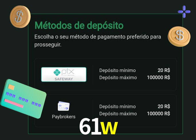 O cassino 61w oferece uma grande variedade de métodos de pagamento